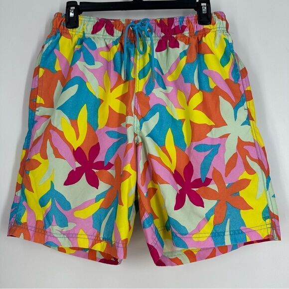 LANDS’ END Men’s Bright Floral Swim Trunks Sz M (32-34) - Picture 1 of 10